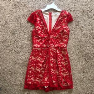 Red lace romper